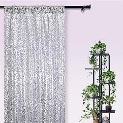AMZLOKAE Silver Sequin Backdrop 2 Panels 2Ftx7Ft