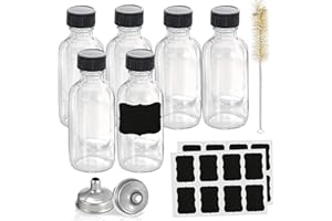 Z-SYNKA 4OZ Small Glass Bottles with Lids and Funnels,120ml Boston Round Bottles,Wellness Shot Glass Bottles,Bourbon Whiskey Sample Bottles 4oz for Liquor,Essential Oils,Hot Sauce,Juices,Leak Proof 6 Pack