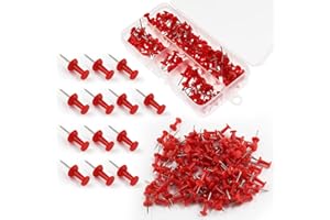 Auvotuis 200Pcs Plastic Push Pins, Colored Map Thumb Tacks Decorative Craft Pushpins for DIY, Cork Board, Office, Home (Red)