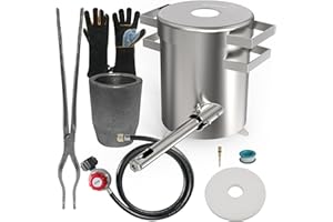 GongYi 6KG Propane Melting Furnace Kits with Crucible, Tongs, Gloves, Foundry Smelting Aluminum Silver Gold Metal Recycle Smelting Casting Tool