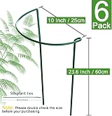 MUAEEOK 6 Pack Plant Support Stakes 25x60cm Half Round Garden Cage view 2