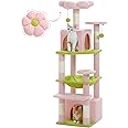 PAWZ Road Cat Tree, 53.5 Inches Tall Cat Tower with Spacious Hammocks, Condos and Scratching Posts, Cat House with Dual Padded Perches for Indoor Large Cats-Pink