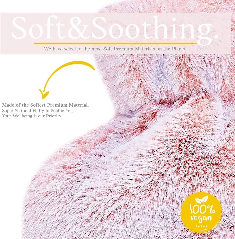 Hot Water Bottle with Soft Cover - 1.8L Large - Classic Hot Water Bag for Pain Relief, Neck and Shoulders, Feet Warmer, Menstrual Cramps, Hot and Cold Therapy - Great Gift for Women and Girls (Pink): Health & Personal Care
