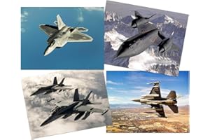 Artery8 Military SR-71 Blackbird F-15 Eagle F-16 Falcon F-22 Raptor Fighters Navy Planes Home Decor Wall Art Poster Pack of 4