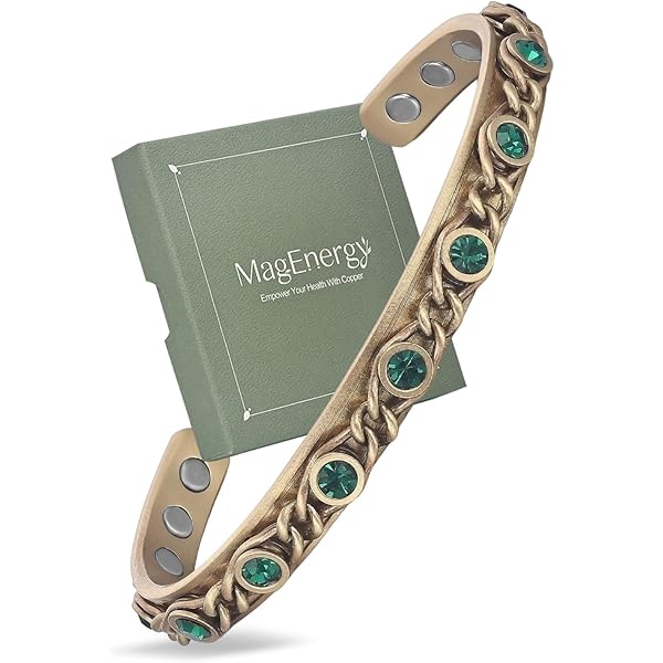 Mahnco Pulsera Magnética De Cobre Y Anillo Para Mujer, Pulsera De Desintoxicación