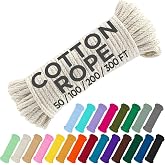 TECEUM 500lb Cotton Rope 3/16&rdquo; (5 mm) &ndash; 50 FT | 100 FT&ndash; Strong All-Purpose Braided Rope &ndash; Natural Cotton &ndash; for Crafting, Сamping, Clothes Line, DIY, Indoor &amp; Outdoor Use &ndash; Natural
