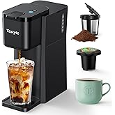 Tastyle Mini Hot and Iced Coffee Maker Single Serve, for K Cup and Ground, 6 to 14 Oz Brew Sizes, with Recipe Book, for Home, Travel, RV, Office and Dorm, Classic Black (2.0 Version)