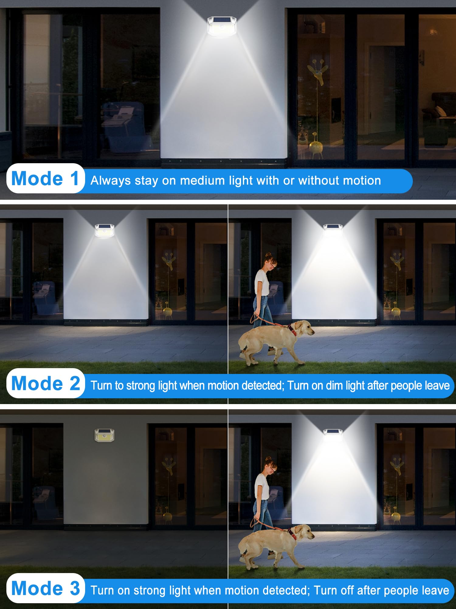 LANSOW Solar Motion Lights Outdoor 6 Pack, 188 LED/3 Modes, Motion Sensor Outdoor Lights, IP65 Waterproof 270° Lighting, Solar Powered Security Flood for Outside Yard Garden Wall(White)