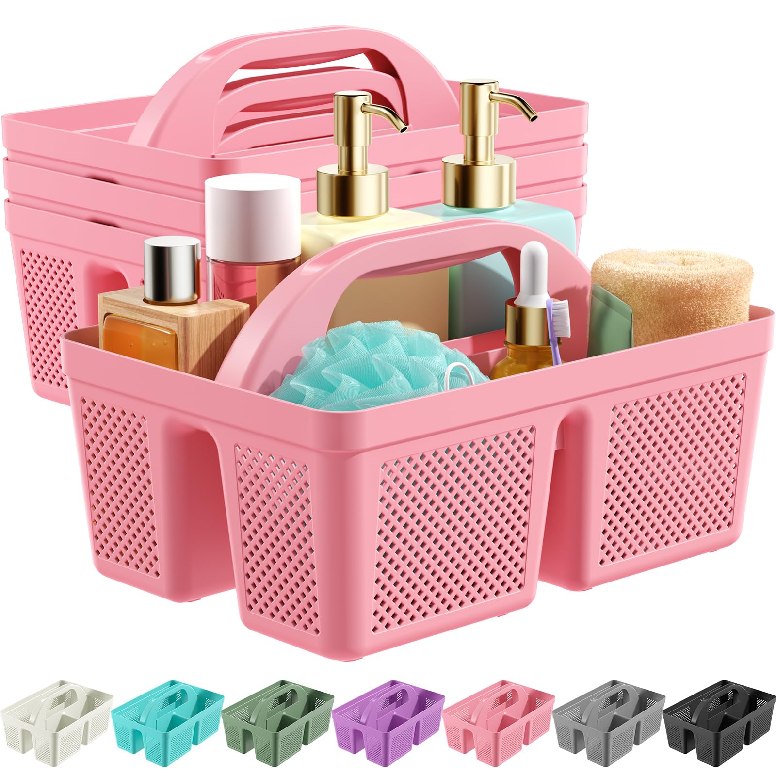 Photo 1 of MLIKLU 4 Pack Portable Shower Caddy, Integrated Handle, Reinforced Plastic, Organizer Storage Bathroom Supplies and Beauty Products, Cleaning Supplies, Shower Basket for Home, Dorm, Shelf and Cabinet