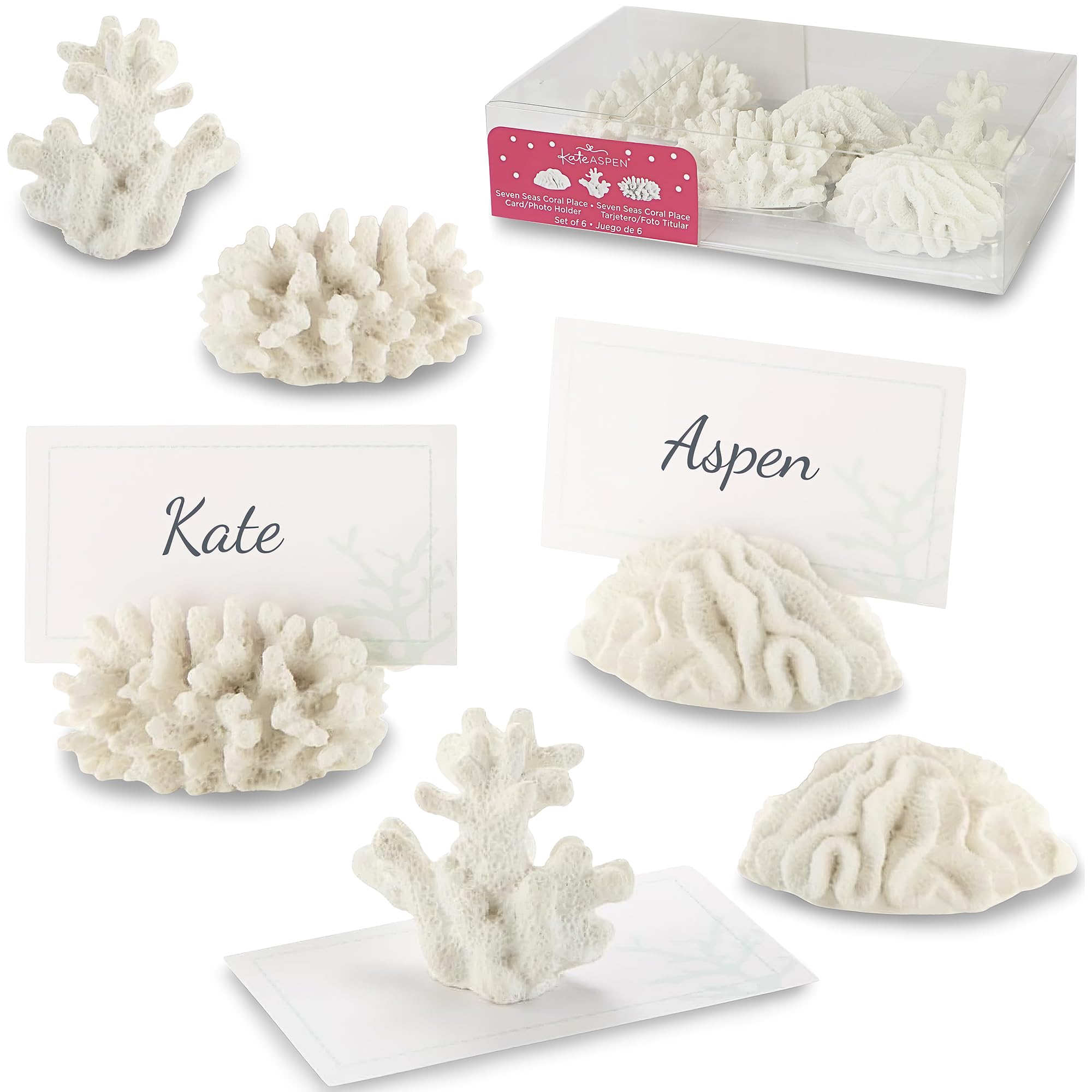 Kate Aspen Place Card Holders, Resin, White