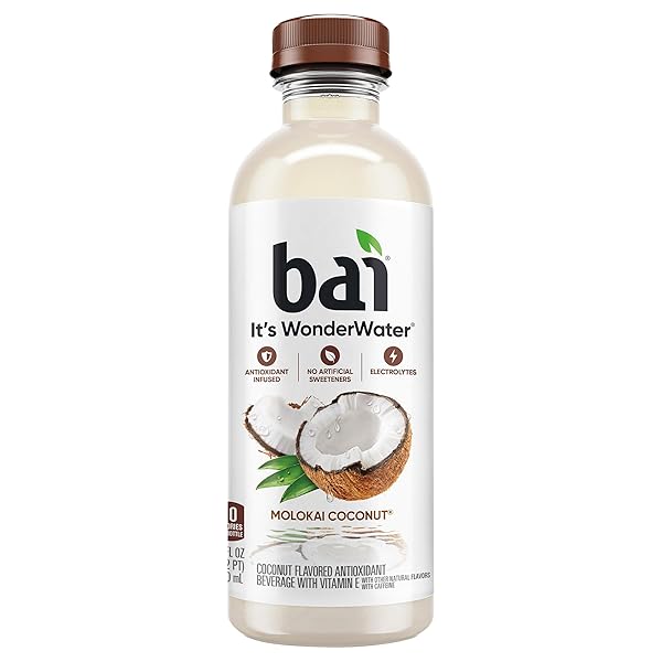 BAI COCONUT FLAVORED WATER, MOLOKAI COCONUT, ANTIOXIDANT INFUSED DRINKS, 18 FL. OZ.