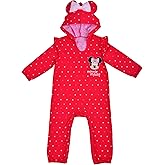 Disney Minnie Mouse Baby Girls Coverall Hooded Romper for Newborn and Infants