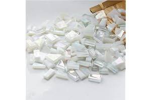 BTMIEY 1.1lb Irregular Crystal Mosaic Tiles,Small Mosaic Tile DIY Hobbies Children Handmade Crystal Craft for Crafts Bulk DIY Picture Frames Handmade Jewelry Coaster (White Series)
