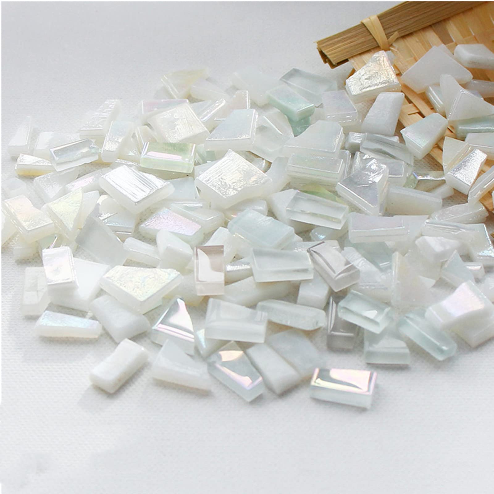 Photo 1 of 1.1lb Irregular Crystal Mosaic Tiles,Small Mosaic Tile DIY Hobbies Children Handmade Crystal Craft for Crafts Bulk DIY Picture Frames Handmade Jewelry Coaster (White Series)