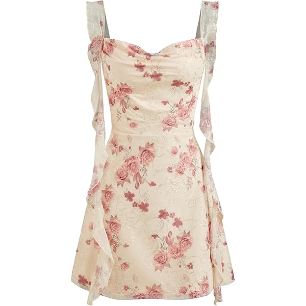 CIDER Floral Dress Mini Dresses for Women Square Neck Knotted Corset Elegant Short Sleeve Vacation Dresses Pink at Amazon Women's Clothing store CIDER Floral Dress Mini Dresses for Women Square Neck Knotted Corset Elegant Short Sleeve Vacation Dresses Pink at Amazon Women's Clothing store