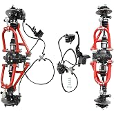 4WD Front &amp; Rear Drive Set CV Axle Shaft Assembly with Differential Gearbox, Suspension Swing Arm Kit, Steering Spindles, Hydraulic Brake Calipers &amp; Rotors for Go Kart ATV UTV Quad Buggy Golf Cart