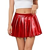 DingCo Metallic Pleated Skirt - Shiny Glitter Mini Skirt for Cheerleading, Party, Concert | A-Line Skirt | Multiple Colors