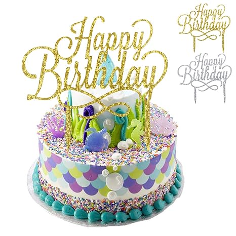 Natuce 2 Pack Happy Birthday Cakes Topper Cakes Decoration