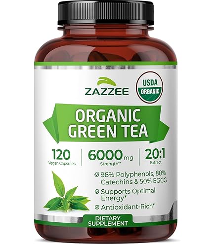 Amazon.com: Zazzee USDA Organic Green Tea 20:1 Extract, 120 Vegan