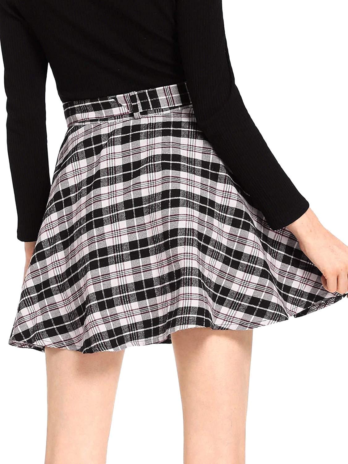 Milumia Women Plaid Casual Cheerleader Mini Pleated A Line High Waisted Skater Skirts at  Women’s Clothing store