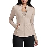 AVGO Womens Running Jackets Lightweight Slim Fit Workout Jacket Zip Up Athletic Track Gym Tops with Pockets & Thumb holes