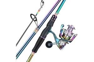 Sougayilang Spinning Fishing Reel Rod Combo, Two Pieces Colorful Poratble Light Weight Fishing Rod with Powerful Fishing Gear for Freshwater Saltwater