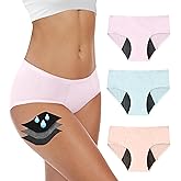 YESWEL Period Underwear For Women, Leak-Proof Hipster, Brief, Heavy Flow, 3 Pack