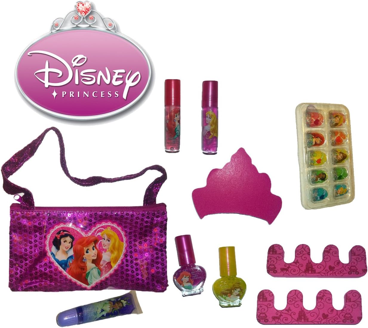 Disney Princess 19 Pcs. Cosmetic Ensemble Set Sequins Make up Bag