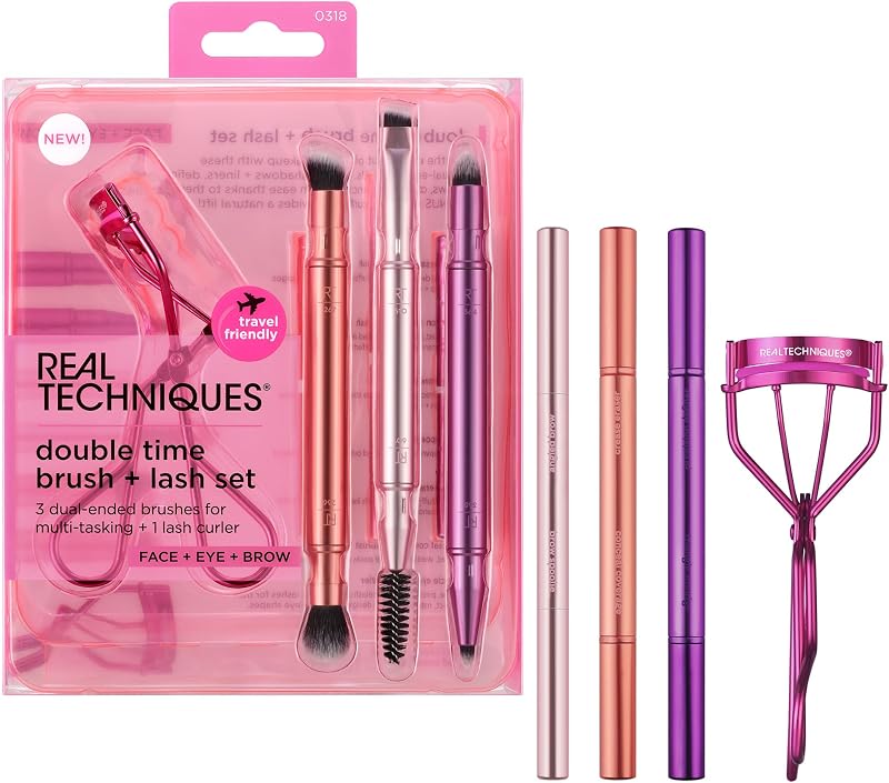 REAL Double Time Brush + Lash 4 Piece Set with Travel Caps