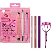 Real Techniques Double Time Brush + Lash 4 Piece Set, Eye Makeup Brushes | Travel-ready eye looks with an eye brush set with curler, travel brush set caps, pinch-free and fits all eye shapes