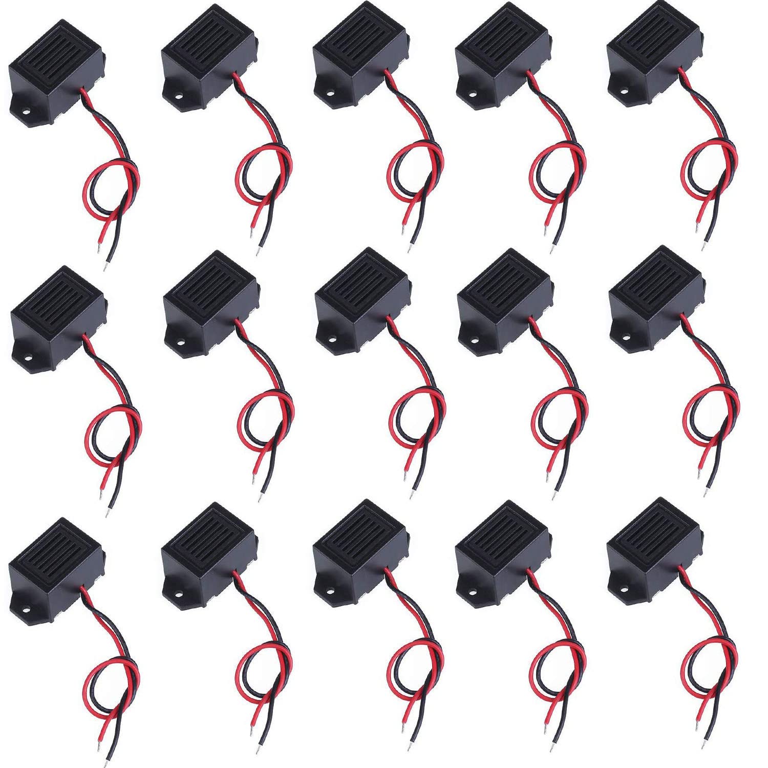 RUNCCI-YUN 15pcs DC 3V-12V 100dB Electronic Alarm System - Continuous Sound Alarm for Physical Circuits, Black