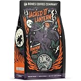 Bones Coffee Company Jacked 'O' Lantern, Pumpkin Spice Flavored Coffee, Medium Roast Low Acid Arabica Beans Compatible with Auto drip and French Press Coffee Maker, 12 Oz Ground