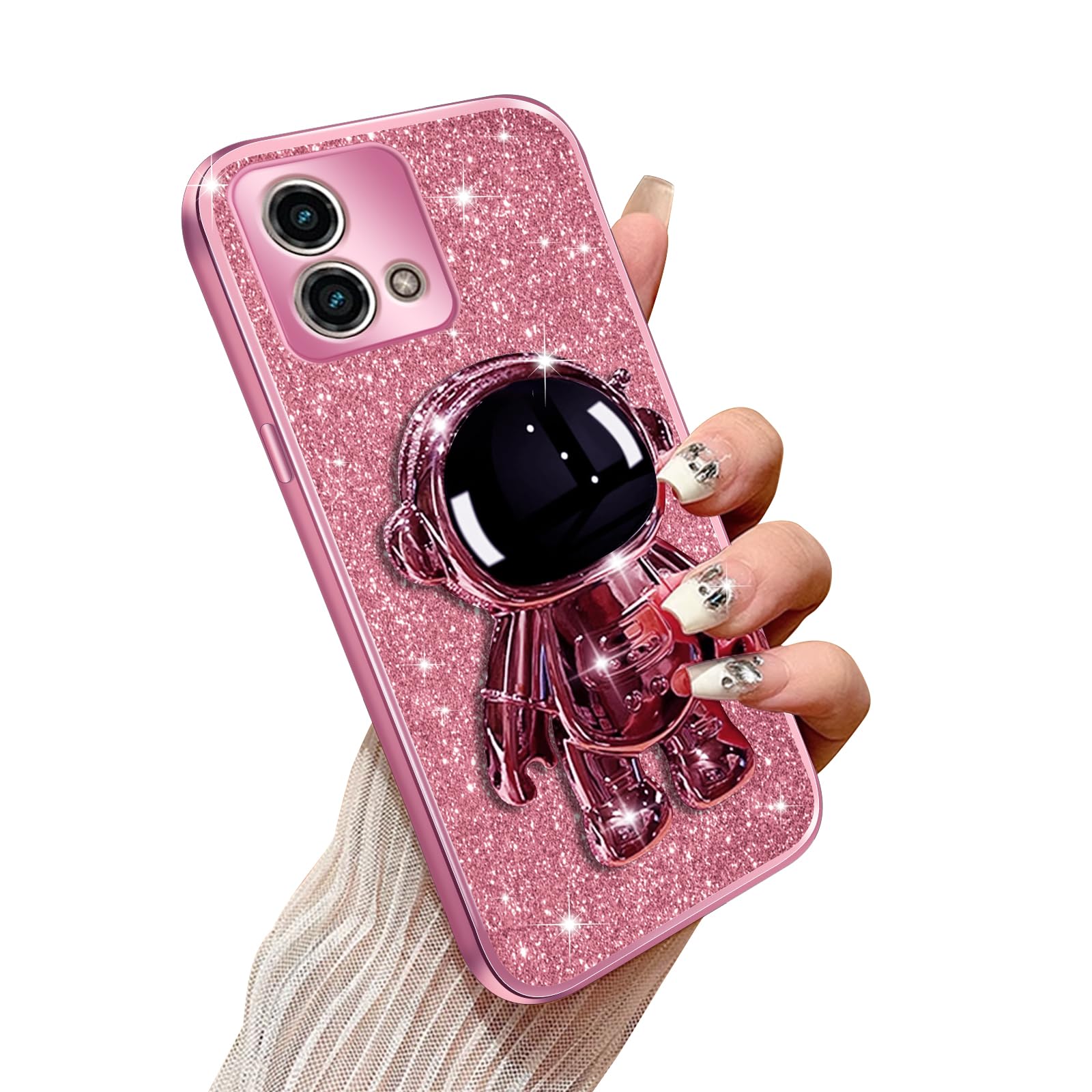 Photo 1 of Annyojo Phone Case for Motorola Moto G Stylus 5g 2023 with Astronaut Kickstand & Lanyard Soft TPU Bling Shockproof Protection Cover for Motorola G Stylus 5g 2023 Case, Rose Gold