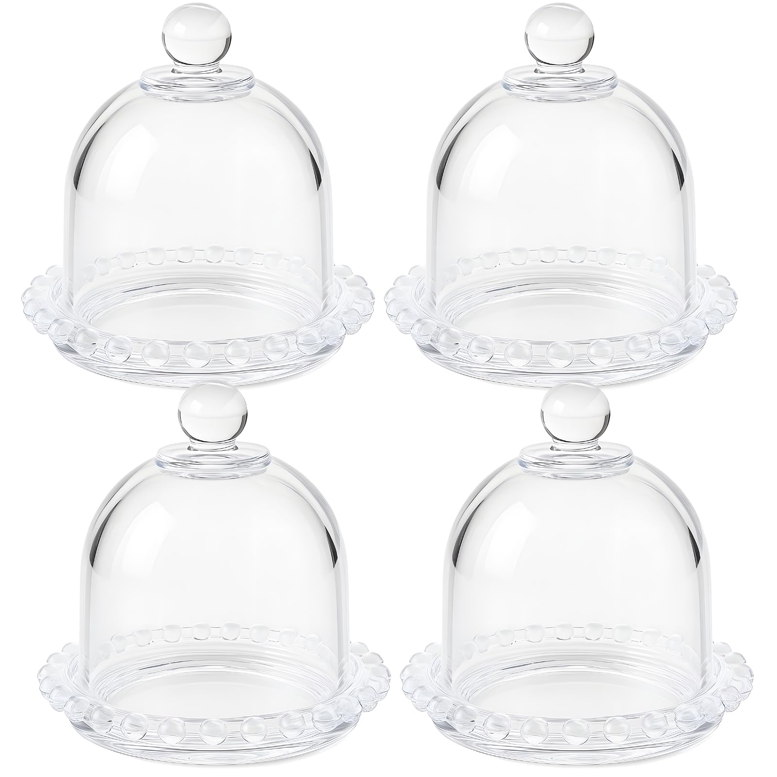 Photo 1 of Homaisson 4 Pcs Mini Glass Cake Dome Covers, Decorative Lemon Edge, 6.5cm Diameter, Ideal for Donuts, Pastries, Sweets Display, Elegant Dessert Stand for Parties, Weddings, and Outdoor Events