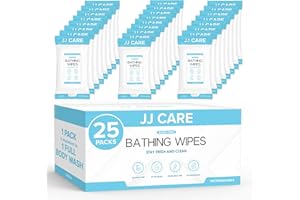 JJ CARE No Rinse Bathing Wipes for Adults, Disposable Shower Wipes (200 Count Total) Adult Bathing Wipes for Travel & Gym wit