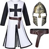 TOKYO REVENGERS Medieval Renaissance Crusader Knight Tunic Templar Robe Halloween Cosplay Warrior Costume Mask Belt Set