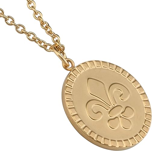 Amazon Silver Kyasya シンプルでお洒落 百合の紋章 ゆり コインネックレス ゴールド シルバー ゴールドコイン ペンダント 金 銀 メンズ レディース 2size ゴールド サイズ L ネックレス 通販