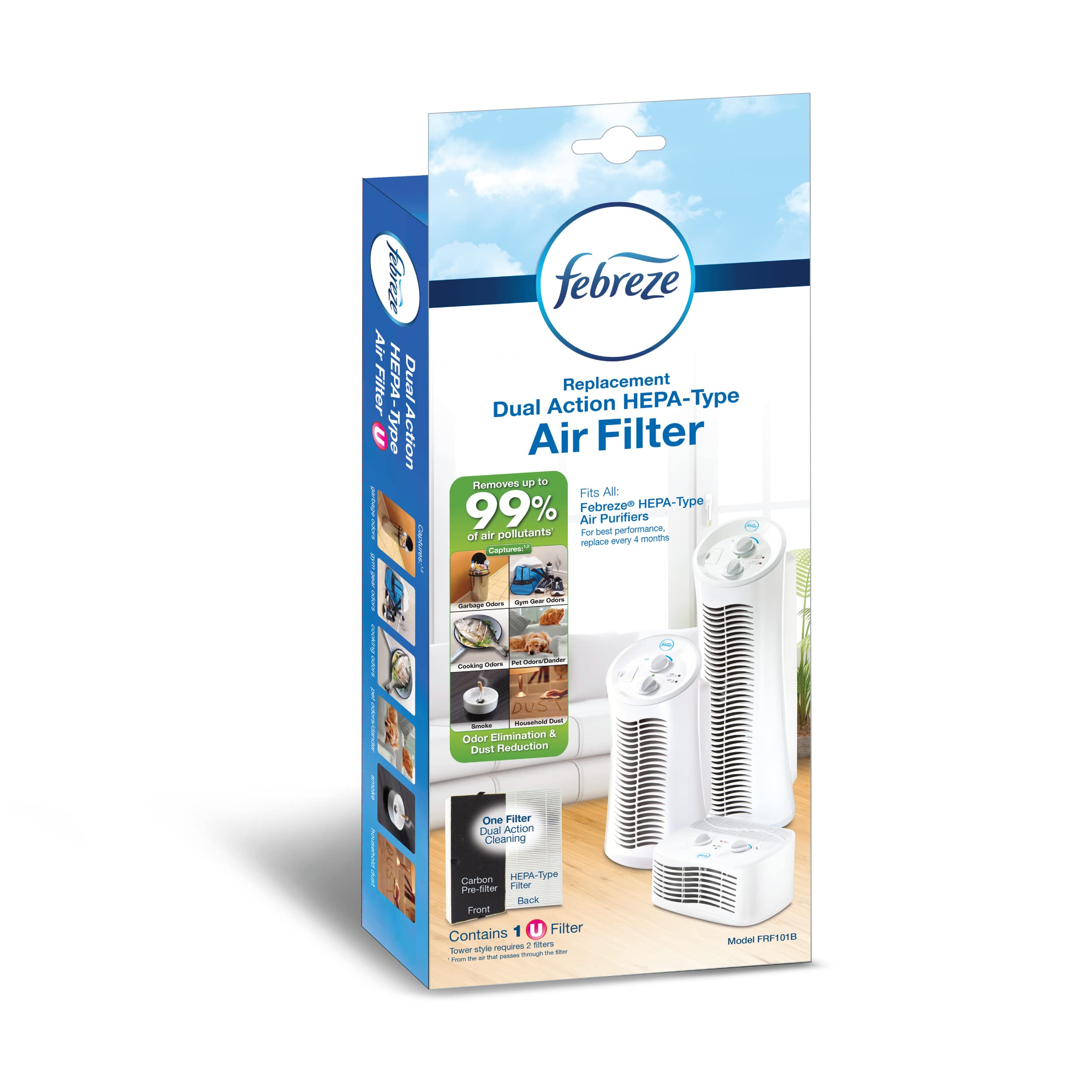 Febreze Replacement Dual Action HEPA-Type Purifier, U Air Filter, 1-Pack