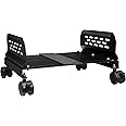 IO Crest Mobile Desktop Tower Computer Metal Floor Stand Rolling Caster Wheels with Tall Support Walls and Adjustable Width from 5" to 13"