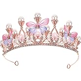 Princess Crown Wedding Headpieces Pearl Butterfly Princess Tiara Headband Girls Crown Rhinestone Wedding Bridal Prom Birthday Crowns for Girls