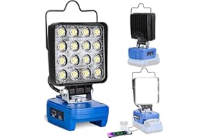 Fiihio Portable LED Work Light Compatible with Kobalt 24V Battery, 48W 4200LM Cordless Flood Lights with USB & Type-C Port, Low Voltage Protection, for Camping .Job Site Lighting, 4 in (No Battery)