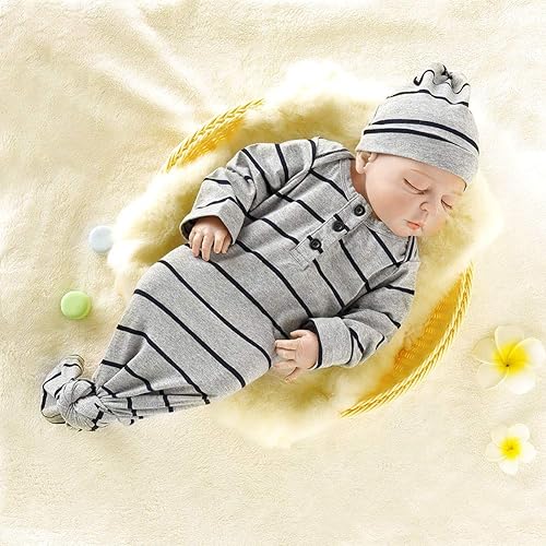 Newborn Baby Sleeper Gown Striped Cotton Nightgowns Knotted