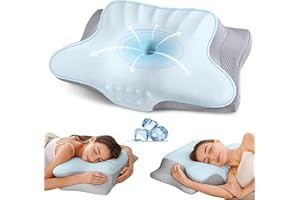 YLEKTO Cervical Neck Pillow for Pain Relief - Ergonomic Memory Foam Pillows for Sleeping, Cooling Side Sleeper Pillow for Neck Support, Contour Orthopedic Bed Pillow for Sleepers