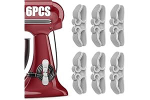 SEARUODIO Cord Organizer for Appliances, 6-Pack Grey Silicone Cable Wraps – Stick-On Cord Holder for Mixers, Coffee Makers, Air Fryers – Neat & Secure Appliance Cord Management Solution