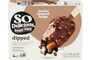 So Delicious Dairy Free Almond Milk Dipped Frozen Dessert Bar, Mocha Almond Fudge, Vegan, Non-GMO Project Verified, 4 Count (Pack of 1)