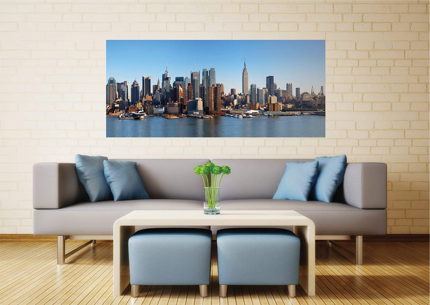 AG Design New York View Photo Mural Wallpaper, Paper, Multi-Colour, 0.1 x 202 x 90 cm