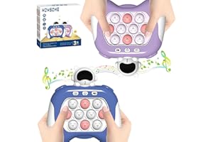 WOWSOME 2PCS Pop Pro Fast Push Game, Pop Fidget Light Up It Pocket Game for Kids Ages 3-12, Handheld Sensory Game Toy with 4 Modes Party Quick Push Game Fidget Toys, Xmas Gifts for Kids(Blue & Purple)
