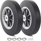 AR-PRO (2-Pack) 10'' x 2'' Flat Free Solid Rubber Tire and Wheel, 3/4" &amp; 5/8" &amp; 1/2" Axles Bore Hole with 2.23" Offset Hub, Replacement 10 Inche Wheel for Dolly Hand Trucks and Wheelbarrows
