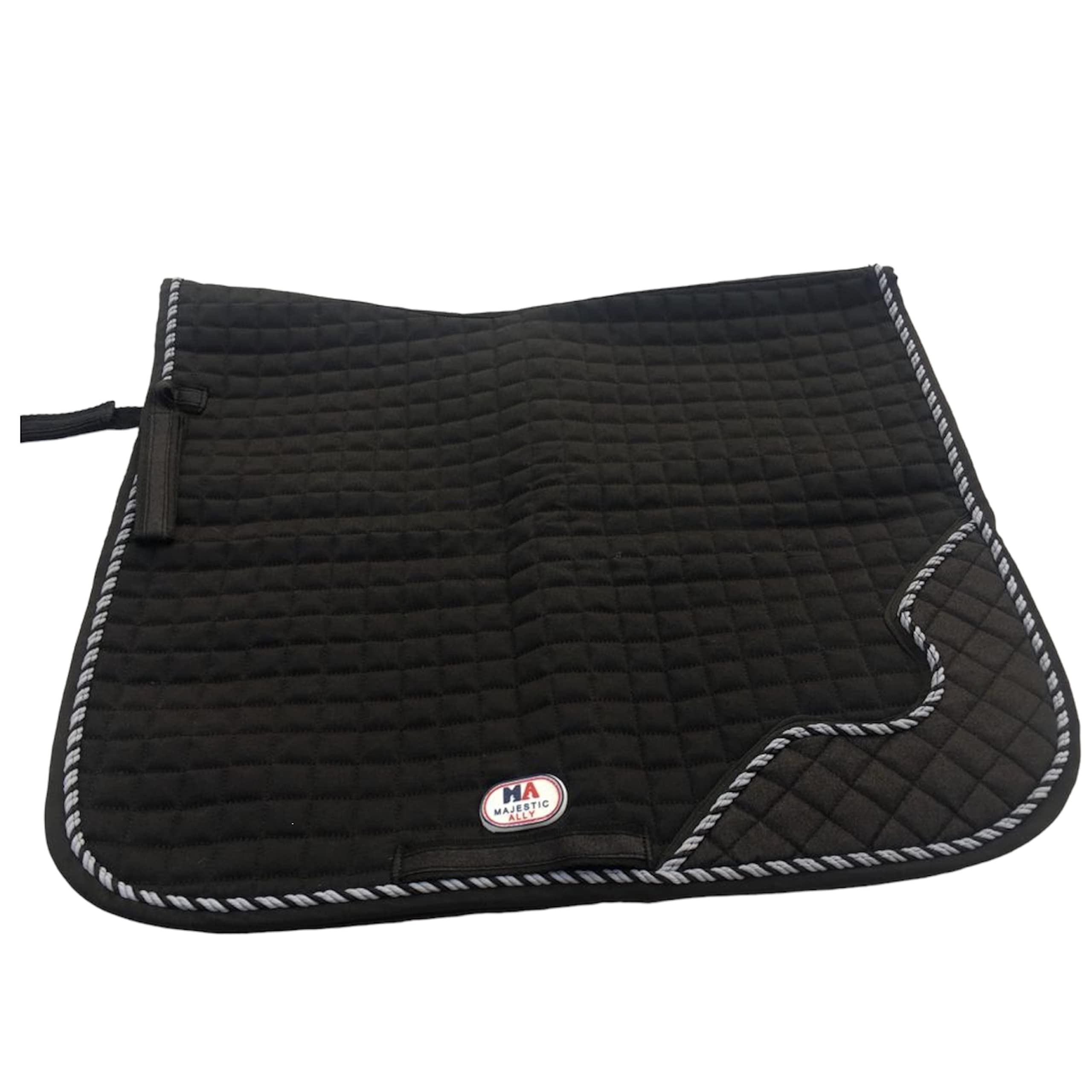 Majestic Ally Designer Quilted 1" Square All Purpose English Saddle Pad (Black)