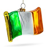 Waving Flag of Ireland Blown Glass Christmas Ornament